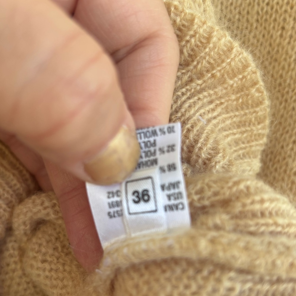 Vintage Escada Mohair Wool Leopard Embroidered Sweater Tan Size Small - Picture 7 of 8